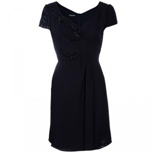 Pre Owned Emporio Armani Black Sequin Cocktail Dress M