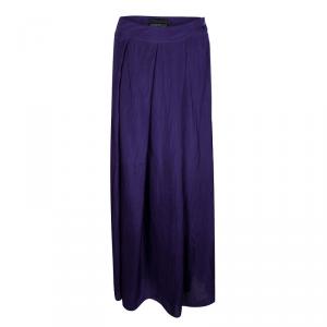 Pre Owned Emporio Armani Purple Silk Pleated Maxi Skirt S