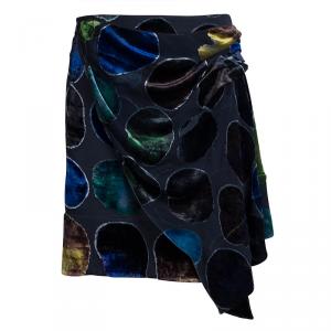 Pre Owned Emporio Armani Multicolor Devore Abstract Print Draped Mini Skirt S