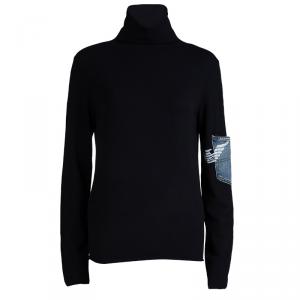 Pre Owned Emporio Armani Black Turtleneck Pocket Detail Longsleeve Sweater M  