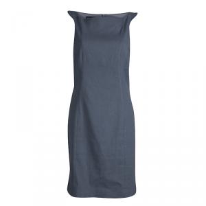Pre Owned Emporio Armani Grey Sleevless Fitted Shift Dress M