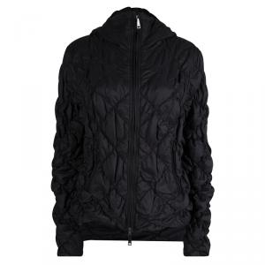 Pre Owned Emporio Armani Black Diamond Quilted Hooded Jacket L