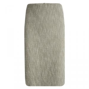 Pre Owned Emporio Armani Beige Textured Cotton Pencil Skirt L