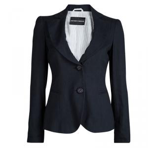 Pre Owned Emporio Armani Navy Blue Notched Collar Blazer S