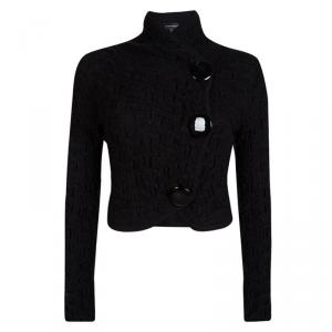 Pre Owned Emporio Armani Black Knit Cropped Cardigan M