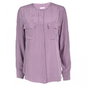 Equipment Purple Printed Silk Long Sleeve Blouse M