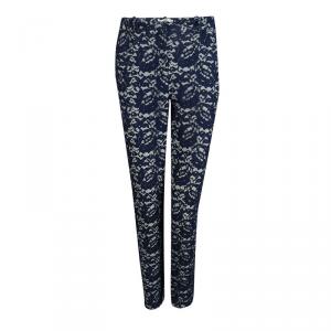 Erdem Navy Blue Floral Lace Trousers L