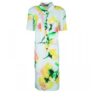 Escada Mint Cream Floral Print Dallinata Dress L