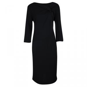 Escada Black Scuba Knot Detail Long Sleeve Dress L