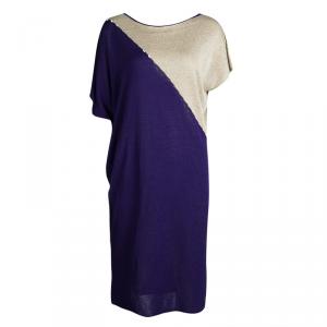 Escada Colorblock Knit Metallic Panel Detail Oversized Tunic M