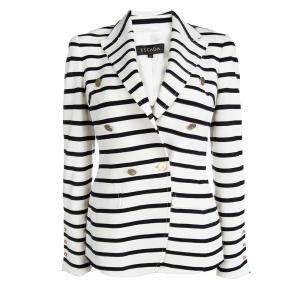 Escada Monochrome Knit Double Breasted Blazer XS