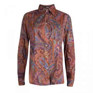 Pre Owned Etro Multicolor Printed Cotton Long Sleeve Button Front Shirt M