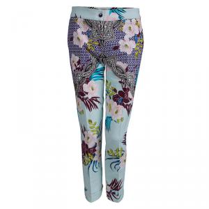 Pre Owned Etro Multicolor Floral Printed Textured Cotton Trousers M