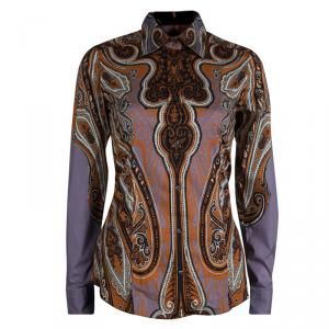 Pre Owned Etro Multicolor Printed Cotton Long Sleeve Button Front Shirt S