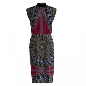 Pre Owned Etro Multicolor Printed Silk Cap Sleeve Sheath Dress M