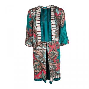 Pre Owned Etro Multicolor Printed Silk Long Sleeve Dress S