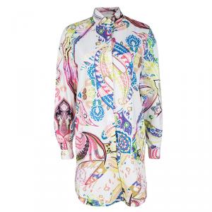 Pre Owned Etro Multicolor Paisley Printed Cotton Long Sleeve Shirt Dress M