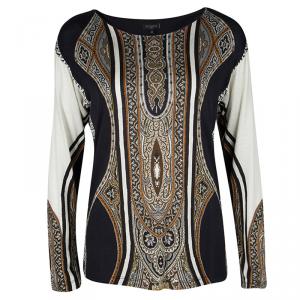 Pre Owned Etro Multicolor Ethnic Print Jersey Long Sleeve Top M