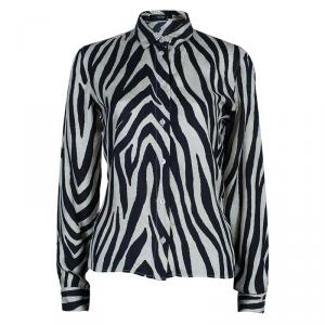 Pre Owned Etro Zebra Print Silk Top M