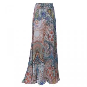 Pre Owned Etro Print Silk Maxi Skirt L