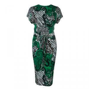 Pre Owned Etro Green Multicolor Print Dress S