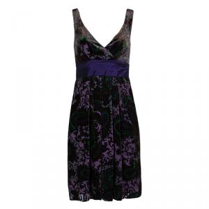 Pre Owned Etro Purple Burnout Detail Sleeveless Dress S