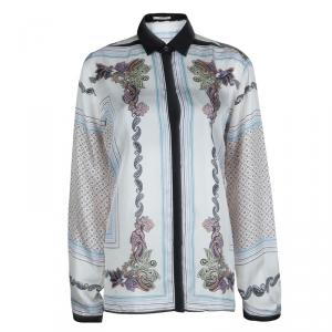 Pre Owned Etro White Printed  Long Sleeve Buttondown Silk Shirt XL