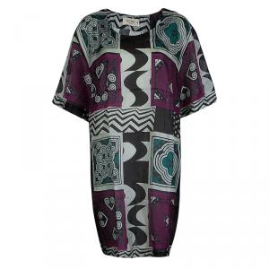 Pre Owned Etro Multicolor Printed Silk Sheer Tunic Dress M
