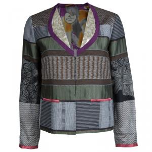 Pre Owned Etro Multicolor Jacquard Patchwork Sequin Embellished Blazer M