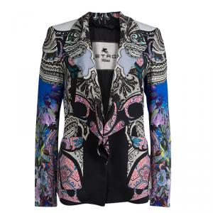 Pre Owned Etro Multicolor Printed Double Lapel Blazer M