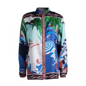 Pre Owned Etro Multicolor Printed Silk Long Sleeve Button Front Shirt L