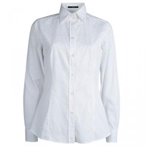 Pre Owned Etro White Paisley Pattern Cotton Jacquard Shirt M