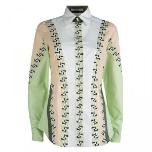 Pre Owned Etro Colorblock Printed Cotton Long Sleeve Button Front Shirt M