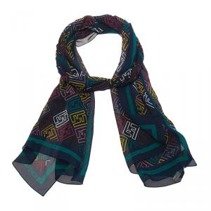 Pre Owned Fendi Blue Multicolor Zucca Silk Stole
