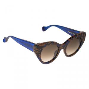Pre Owned Fendi Blue and Brown Fanny FF0105/S Cat Eye Sunglasses