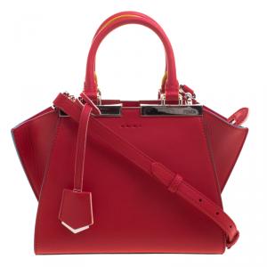 Pre Owned Fendi Red Leather Mini 3Jours Tote