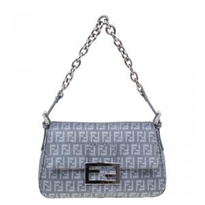 Pre Owned Fendi Grey Zucchino Mini Mama Chain bag