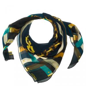 Pre Owned Fendi multicolor Printed Silk Scarf