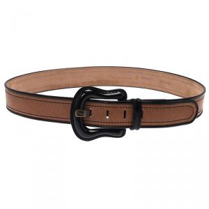 Fendi Black and Brown Leather B Belt 90CM