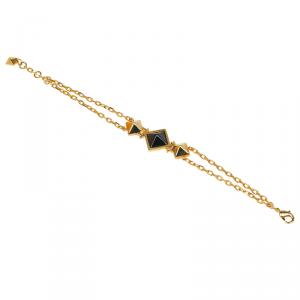 Pre Owned Fendi Black Pyramid Gold Tone Bracelet