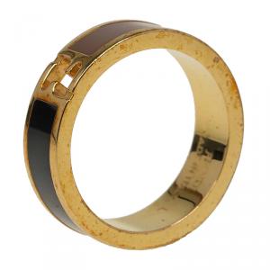 Fendi The Fendista Enamel Gold Tone Band Ring Size 59