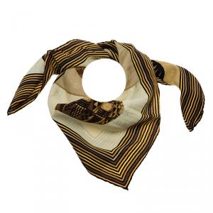 Pre Owned وشاح فندي حرير مطبع بني مربع