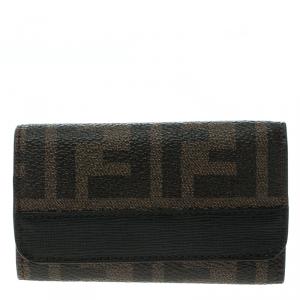 Pre Owned Fendi Tobacco Zucca Coated Canvas Key Holder