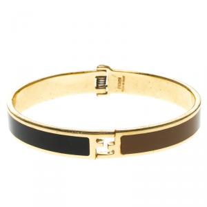 Pre Owned Fendi The Fendista Enamel Gold Tone Bracelet M