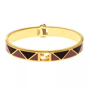Pre Owned Fendi The Fendista Enamel Gold Tone Bracelet