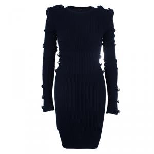 Pre Owned Fendi Black Rib Knit Sweater Dress M