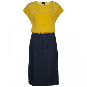 Pre Owned Fendi Yellow/Grey Colorblock Dress S