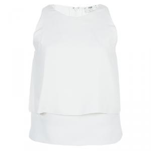Pre Owned Fendi White Layered Sleeveless Top S