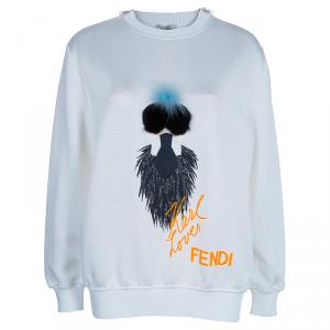 Pre Owned Fendi White Karlito Sweatshirt M
