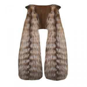 Pre Owned Fendi Brown Long Front Cropped Back Fur Vest S